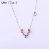 Uini-Tail 925 Tibetan Silver Antlers Necklace Deer Pendant