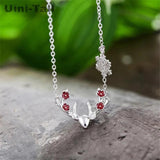 Uini-Tail 925 Tibetan Silver Antlers Necklace Deer Pendant