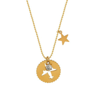 Versatile Aircraft Five-pointed Star Zircon Pendant Necklace Small Sense