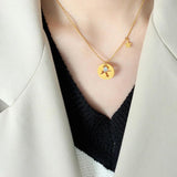 Versatile Aircraft Five-pointed Star Zircon Pendant Necklace Small Sense