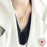 Versatile Aircraft Five-pointed Star Zircon Pendant Necklace Small Sense