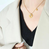 Versatile Aircraft Five-pointed Star Zircon Pendant Necklace Small Sense
