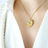 Zircon Life Eye Collarbone Necklace Titanium Steel Plated