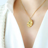 Zircon Life Eye Collarbone Necklace Titanium Steel Plated