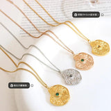Zircon Life Eye Collarbone Necklace Titanium Steel Plated