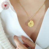 Zircon Life Eye Collarbone Necklace Titanium Steel Plated