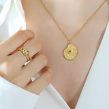 Zircon Life Eye Collarbone Necklace Titanium Steel Plated