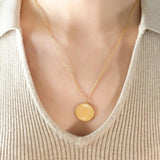 Sun Moon Face Necklace Titanium Steel Plated 18k