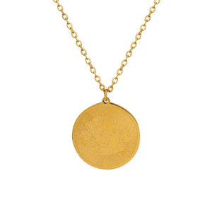 Sun Moon Face Necklace Titanium Steel Plated 18k