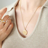 Sun Moon Face Necklace Titanium Steel Plated 18k