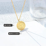 Sun Moon Face Necklace Titanium Steel Plated 18k