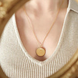 Sun Moon Face Necklace Titanium Steel Plated 18k