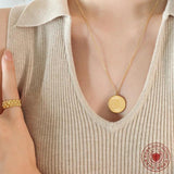Sun Moon Face Necklace Titanium Steel Plated 18k