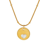 Peach Heart Sea Shell Pendant Titanium Steel Collarbone Chain