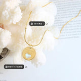 Peach Heart Sea Shell Pendant Titanium Steel Collarbone Chain
