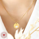 Peach Heart Sea Shell Pendant Titanium Steel Collarbone Chain
