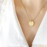 Peach Heart Sea Shell Pendant Titanium Steel Collarbone Chain