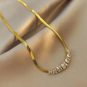 Green Stone Stainless Steel Necklace for Women