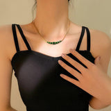 Green Stone Stainless Steel Necklace for Women