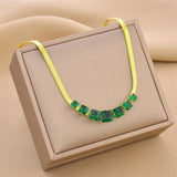 Green Stone Stainless Steel Necklace for Women