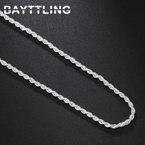 925 Sterling Silver 2MM Rope Chain Necklace 16-30 Inches