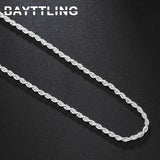 925 Sterling Silver 2MM Rope Chain Necklace 16-30 Inches