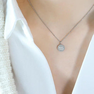 Lucky Cape Love Coin Pendant Necklace Titanium Steel Plated 18k