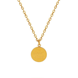 Lucky Cape Love Coin Pendant Necklace Titanium Steel Plated 18k