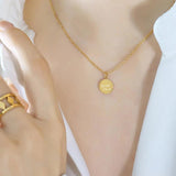 Lucky Cape Love Coin Pendant Necklace Titanium Steel Plated 18k
