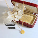 Lucky Cape Love Coin Pendant Necklace Titanium Steel Plated 18k