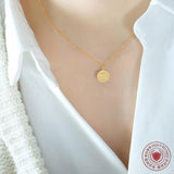Lucky Cape Love Coin Pendant Necklace Titanium Steel Plated 18k