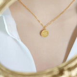 Lucky Cape Love Coin Pendant Necklace Titanium Steel Plated 18k