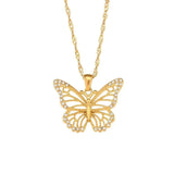 Zircon Stone Butterfly Pendant Necklace Women Choker