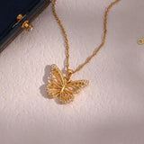 Zircon Stone Butterfly Pendant Necklace Women Choker
