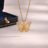 Zircon Stone Butterfly Pendant Necklace Women Choker