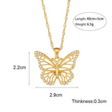 Zircon Stone Butterfly Pendant Necklace Women Choker