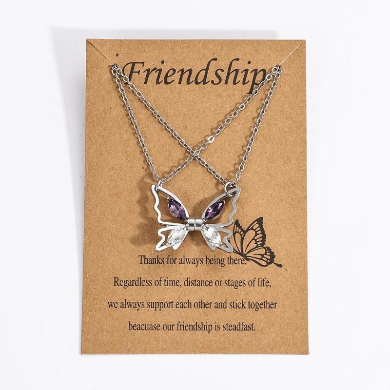 Butterfly Necklace Magnetic Suction Couple Pendant Collarbone Chain