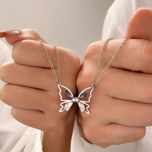 Butterfly Necklace Magnetic Suction Couple Pendant Collarbone Chain