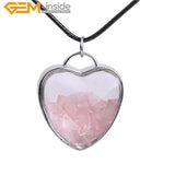 Rose Quartz Garnet Amethysts Heart Locket Leather Necklace