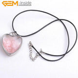 Rose Quartz Garnet Amethysts Heart Locket Leather Necklace