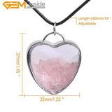 Rose Quartz Garnet Amethysts Heart Locket Leather Necklace