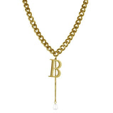 316L Stainless Steel Hiphop Double-sided Cuban Letter B Pendant Necklace