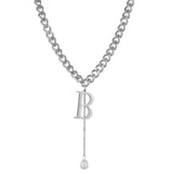 316L Stainless Steel Hiphop Double-sided Cuban Letter B Pendant Necklace