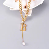 316L Stainless Steel Hiphop Double-sided Cuban Letter B Pendant Necklace