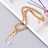 316L Stainless Steel Hiphop Double-sided Cuban Letter B Pendant Necklace