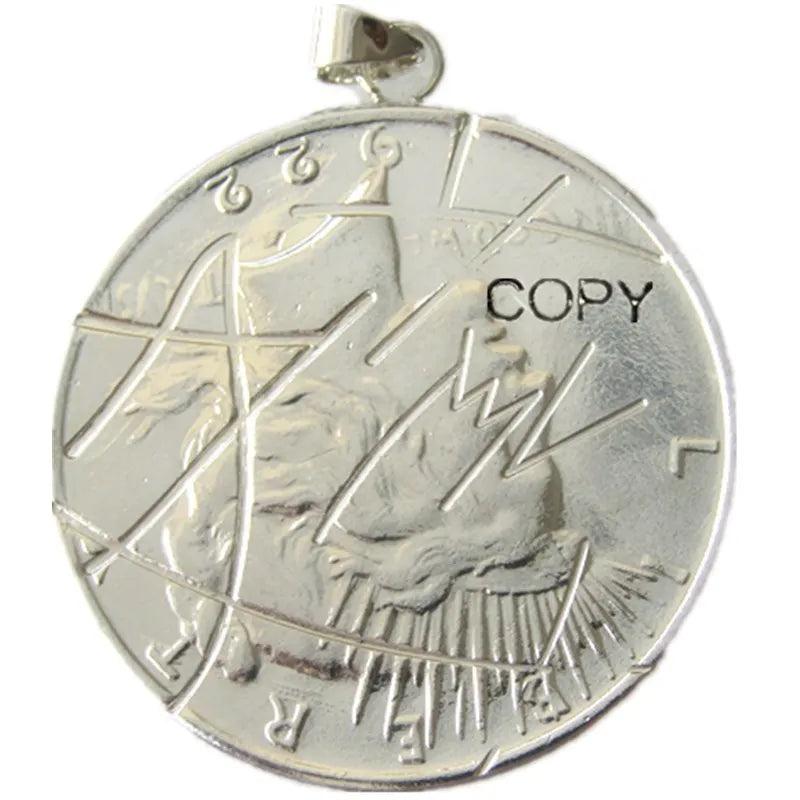 Coin Pendant Peace Dollar 1922 Two Heads Necklace Plated Coin Jewelry