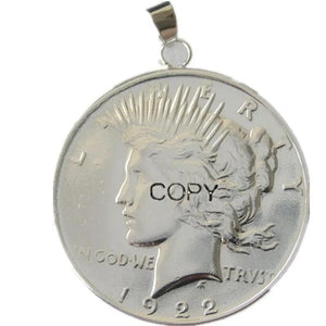 Coin Pendant Peace Dollar 1922 Two Heads Necklace Plated Coin Jewelry
