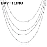 925 Silver 18in 4 Bead Chain Necklace Women Wedding Glamour Jewelry
