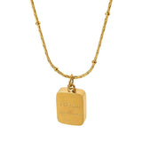 18k Block Letter Pendant Necklace Titanium Steel Plated