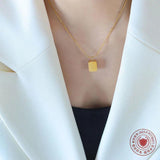 18k Block Letter Pendant Necklace Titanium Steel Plated